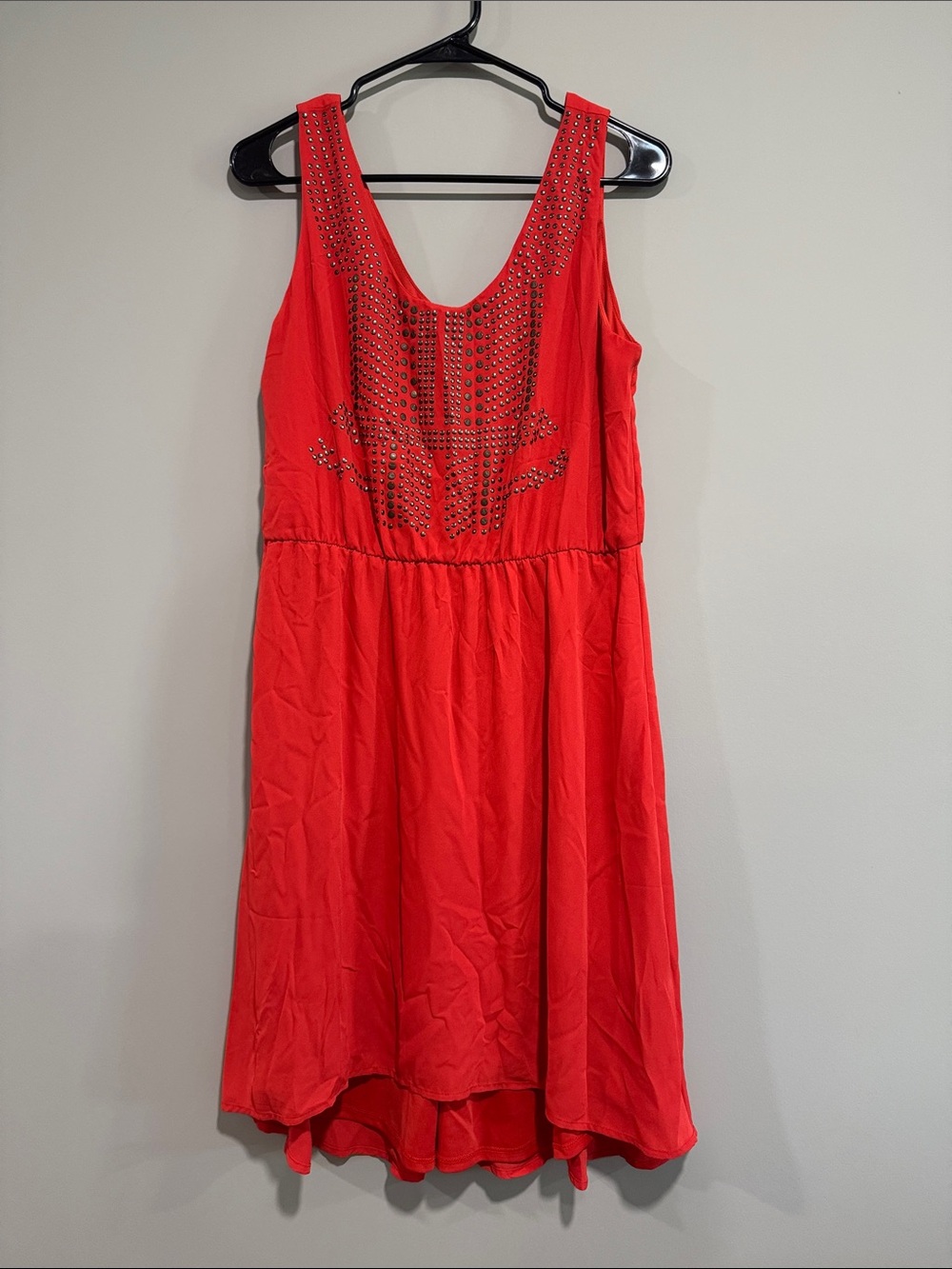 Studio Y Red Embellished Sleeveless Mini Dress